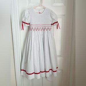 Girls Strasburg Ivy- Red Smocked Dress